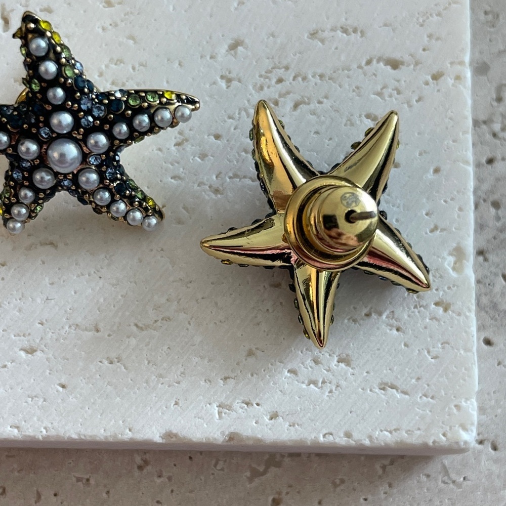 Swarovski Starfish Earrings Crystal Pearl Ocean Stud Statement Jewelry - Picture 3 of 3